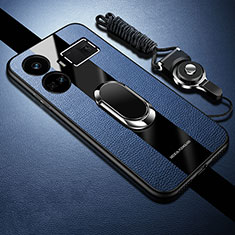 Custodia Silicone Morbida In Pelle Cover con Magnetico Anello Supporto PB1 per Realme GT Neo5 240W 5G Blu