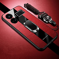 Custodia Silicone Morbida In Pelle Cover con Magnetico Anello Supporto PB1 per Realme GT Neo5 5G Rosso