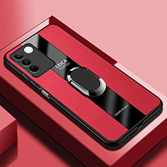 Custodia Silicone Morbida In Pelle Cover con Magnetico Anello Supporto PB1 per Vivo V27 Pro 5G Rosso