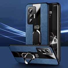 Custodia Silicone Morbida In Pelle Cover con Magnetico Anello Supporto PB1 per Vivo X70 5G Blu