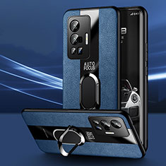 Custodia Silicone Morbida In Pelle Cover con Magnetico Anello Supporto PB1 per Vivo X70 Pro 5G Blu