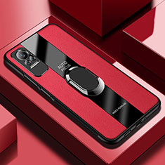 Custodia Silicone Morbida In Pelle Cover con Magnetico Anello Supporto PB1 per Xiaomi Civi 5G Rosso