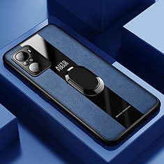 Custodia Silicone Morbida In Pelle Cover con Magnetico Anello Supporto PB1 per Xiaomi Mi 11i 5G Blu