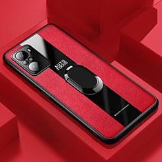 Custodia Silicone Morbida In Pelle Cover con Magnetico Anello Supporto PB1 per Xiaomi Mi 11X 5G Rosso