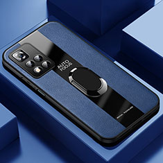 Custodia Silicone Morbida In Pelle Cover con Magnetico Anello Supporto PB1 per Xiaomi Poco X4 NFC Blu