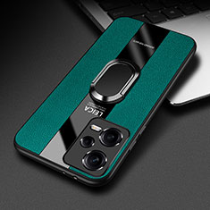 Custodia Silicone Morbida In Pelle Cover con Magnetico Anello Supporto PB1 per Xiaomi Redmi Note 12 5G Verde
