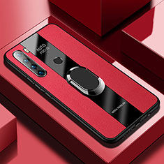 Custodia Silicone Morbida In Pelle Cover con Magnetico Anello Supporto PB1 per Xiaomi Redmi Note 8 (2021) Rosso