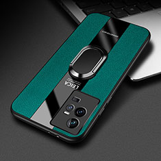 Custodia Silicone Morbida In Pelle Cover con Magnetico Anello Supporto PB2 per Vivo iQOO 11 Pro 5G Verde