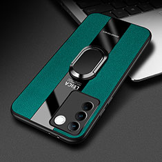 Custodia Silicone Morbida In Pelle Cover con Magnetico Anello Supporto PB2 per Vivo V27 5G Verde