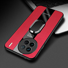 Custodia Silicone Morbida In Pelle Cover con Magnetico Anello Supporto PB2 per Vivo X90 Pro 5G Rosso