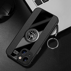 Custodia Silicone Morbida In Pelle Cover con Magnetico Anello Supporto per Apple iPhone 13 Mini Nero