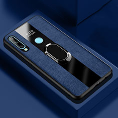 Custodia Silicone Morbida In Pelle Cover con Magnetico Anello Supporto per Huawei Enjoy 10 Plus Blu