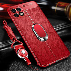 Custodia Silicone Morbida In Pelle Cover con Magnetico Anello Supporto per Huawei Enjoy 20 5G Rosso