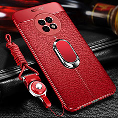 Custodia Silicone Morbida In Pelle Cover con Magnetico Anello Supporto per Huawei Enjoy 20 Plus 5G Rosso