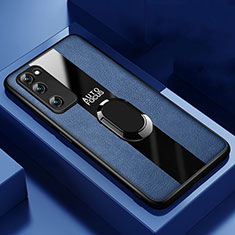 Custodia Silicone Morbida In Pelle Cover con Magnetico Anello Supporto per Huawei Honor 30 Lite 5G Blu