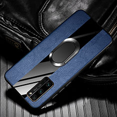 Custodia Silicone Morbida In Pelle Cover con Magnetico Anello Supporto per Huawei Honor 30 Pro Blu