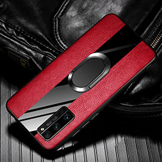 Custodia Silicone Morbida In Pelle Cover con Magnetico Anello Supporto per Huawei Honor 30 Pro+ Plus Rosso