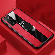 Custodia Silicone Morbida In Pelle Cover con Magnetico Anello Supporto per Huawei Honor 30S Rosso