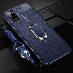 Custodia Silicone Morbida In Pelle Cover con Magnetico Anello Supporto per Huawei Honor Play4 Pro 5G Blu