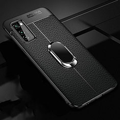 Custodia Silicone Morbida In Pelle Cover con Magnetico Anello Supporto per Huawei Honor V30 5G Nero