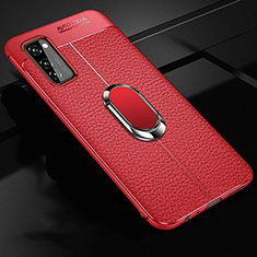 Custodia Silicone Morbida In Pelle Cover con Magnetico Anello Supporto per Huawei Honor View 30 5G Rosso