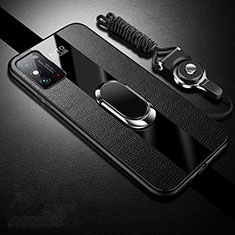 Custodia Silicone Morbida In Pelle Cover con Magnetico Anello Supporto per Huawei Honor X10 Max 5G Nero