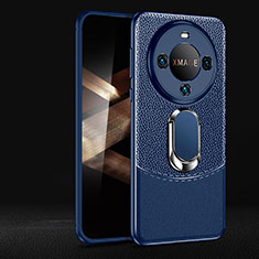 Custodia Silicone Morbida In Pelle Cover con Magnetico Anello Supporto per Huawei Mate 60 Blu