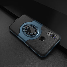 Custodia Silicone Morbida In Pelle Cover con Magnetico Anello Supporto per Huawei Nova 3e Blu