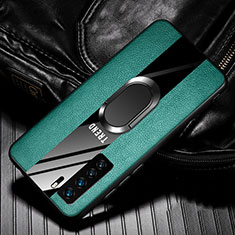 Custodia Silicone Morbida In Pelle Cover con Magnetico Anello Supporto per Huawei Nova 7 SE 5G Verde