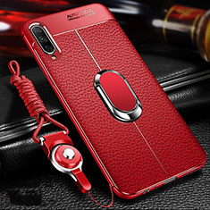 Custodia Silicone Morbida In Pelle Cover con Magnetico Anello Supporto per Huawei Y9s Rosso