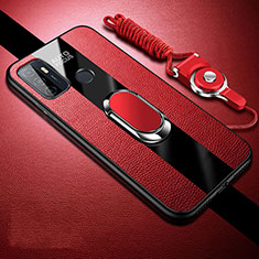 Custodia Silicone Morbida In Pelle Cover con Magnetico Anello Supporto per Oppo A53 Rosso