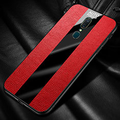 Custodia Silicone Morbida In Pelle Cover con Magnetico Anello Supporto per Oppo A9 Rosso