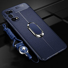 Custodia Silicone Morbida In Pelle Cover con Magnetico Anello Supporto per Oppo K7x 5G Blu