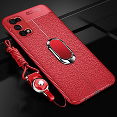 Custodia Silicone Morbida In Pelle Cover con Magnetico Anello Supporto per Oppo K7x 5G Rosso