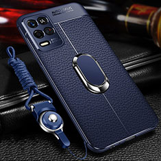 Custodia Silicone Morbida In Pelle Cover con Magnetico Anello Supporto per Oppo K9X 5G Blu