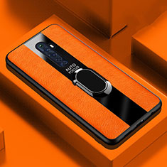 Custodia Silicone Morbida In Pelle Cover con Magnetico Anello Supporto per Oppo Reno2 Z Arancione