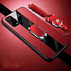 Custodia Silicone Morbida In Pelle Cover con Magnetico Anello Supporto per Realme Narzo 30 Pro 5G Rosso