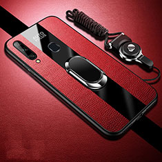Custodia Silicone Morbida In Pelle Cover con Magnetico Anello Supporto per Samsung Galaxy A20s Rosso