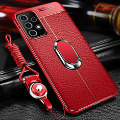 Custodia Silicone Morbida In Pelle Cover con Magnetico Anello Supporto per Samsung Galaxy A23 4G Rosso