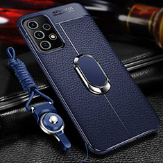Custodia Silicone Morbida In Pelle Cover con Magnetico Anello Supporto per Samsung Galaxy A23 5G Blu