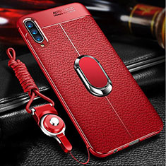 Custodia Silicone Morbida In Pelle Cover con Magnetico Anello Supporto per Samsung Galaxy A70S Rosso