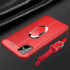 Custodia Silicone Morbida In Pelle Cover con Magnetico Anello Supporto per Samsung Galaxy A71 5G Rosso
