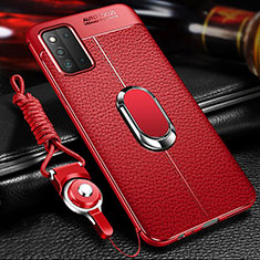 Custodia Silicone Morbida In Pelle Cover con Magnetico Anello Supporto per Samsung Galaxy F52 5G Rosso