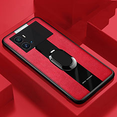 Custodia Silicone Morbida In Pelle Cover con Magnetico Anello Supporto per Vivo iQOO 9 Pro 5G Rosso