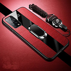 Custodia Silicone Morbida In Pelle Cover con Magnetico Anello Supporto per Xiaomi Mi 10T 5G Rosso