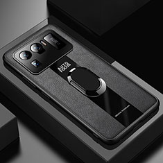 Custodia Silicone Morbida In Pelle Cover con Magnetico Anello Supporto per Xiaomi Mi 11 Ultra 5G Nero