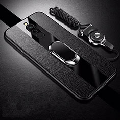 Custodia Silicone Morbida In Pelle Cover con Magnetico Anello Supporto per Xiaomi Redmi 8 Nero