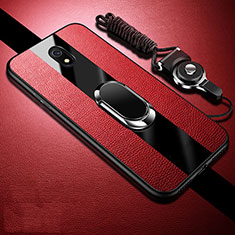 Custodia Silicone Morbida In Pelle Cover con Magnetico Anello Supporto per Xiaomi Redmi 8A Rosso