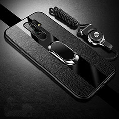 Custodia Silicone Morbida In Pelle Cover con Magnetico Anello Supporto per Xiaomi Redmi 9 Nero