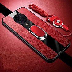 Custodia Silicone Morbida In Pelle Cover con Magnetico Anello Supporto per Xiaomi Redmi K30 Pro 5G Rosso